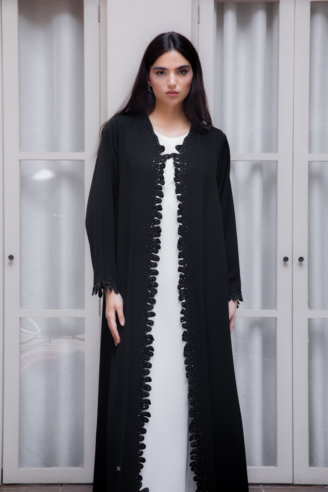 Beaded Embroidered Cardigan Abaya - Geelato Abaya