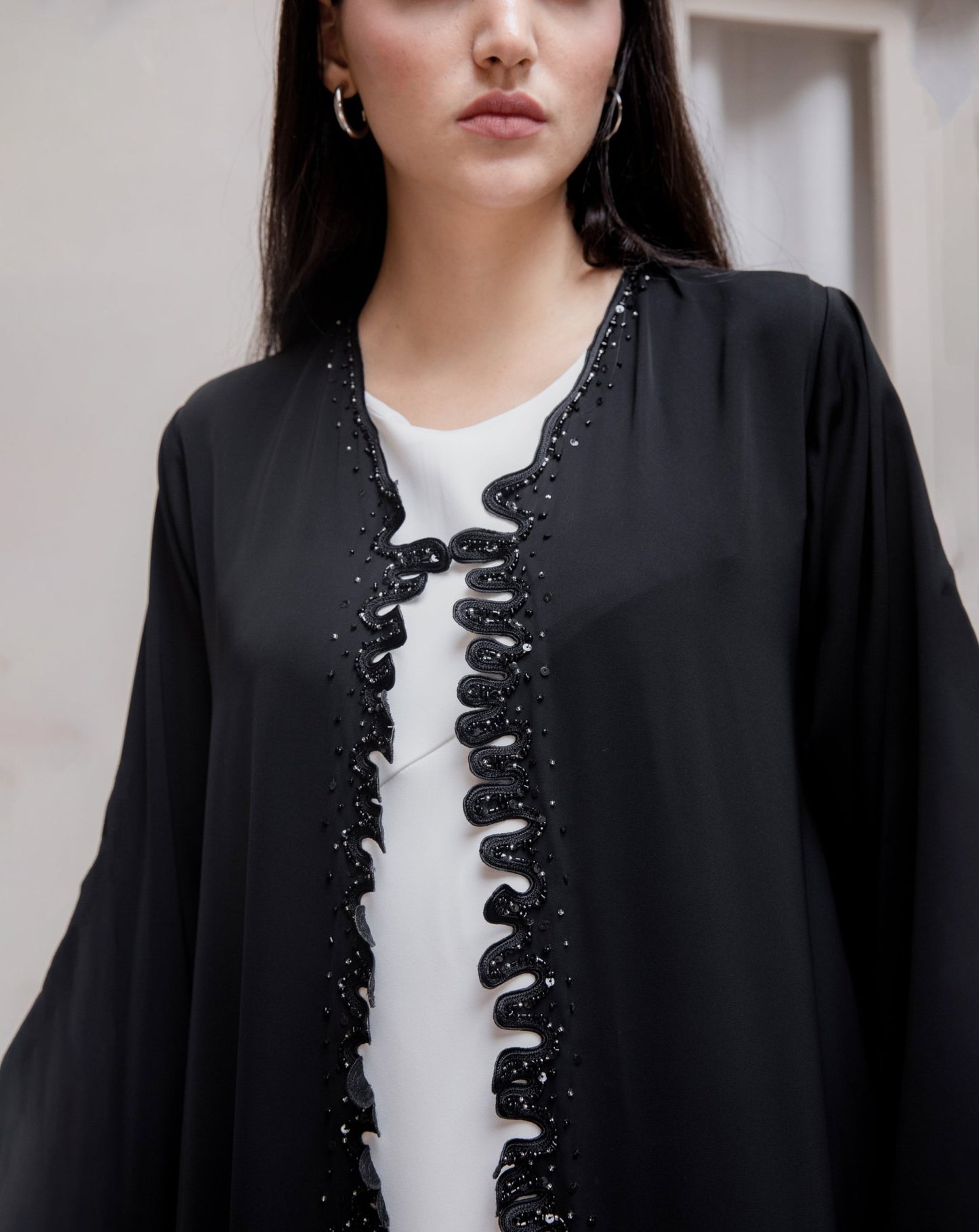 Beaded Embroidered Cardigan Abaya - Geelato Abaya