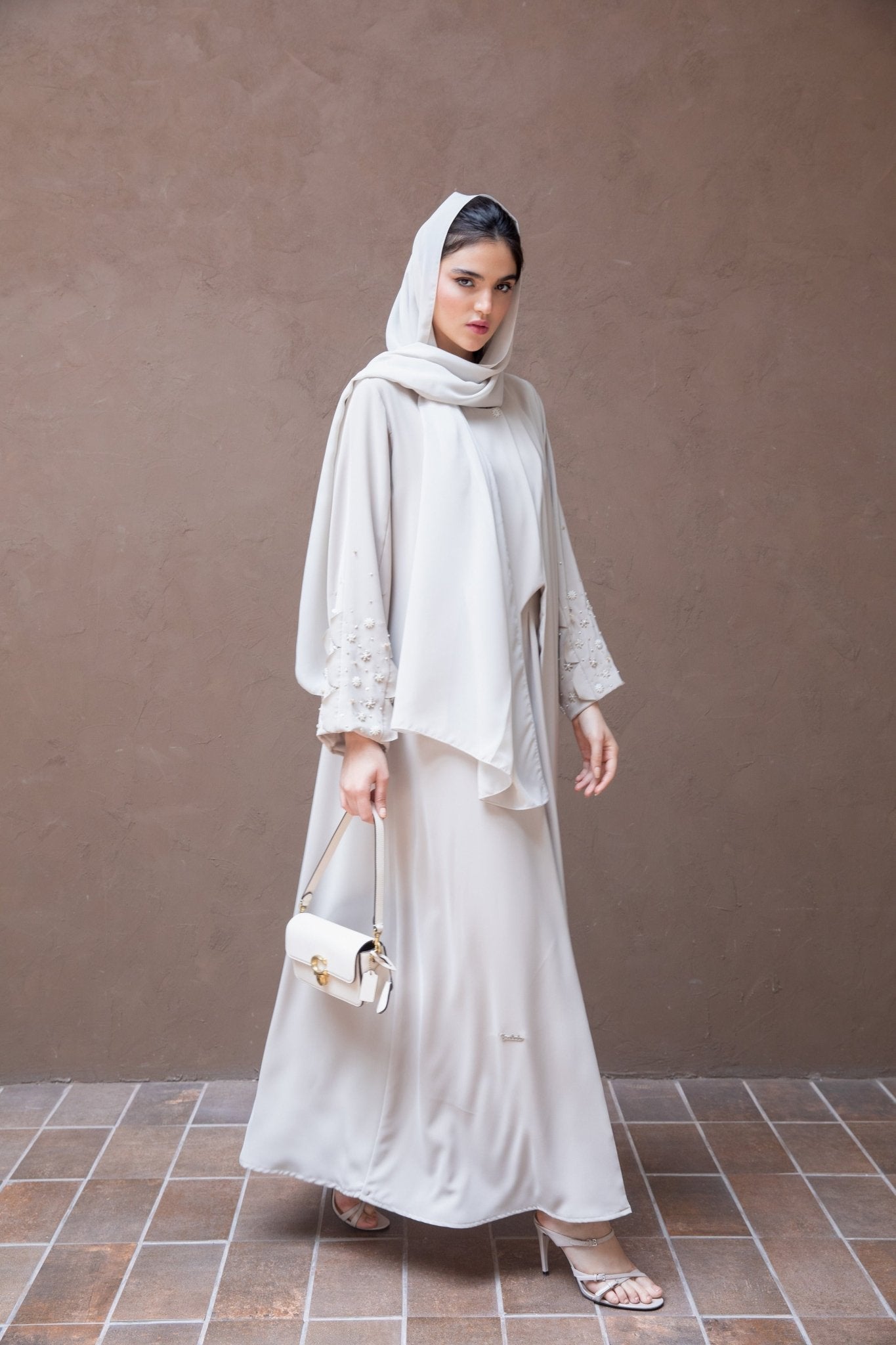 Flower Beaded Embellished Abaya - Geelato Abaya