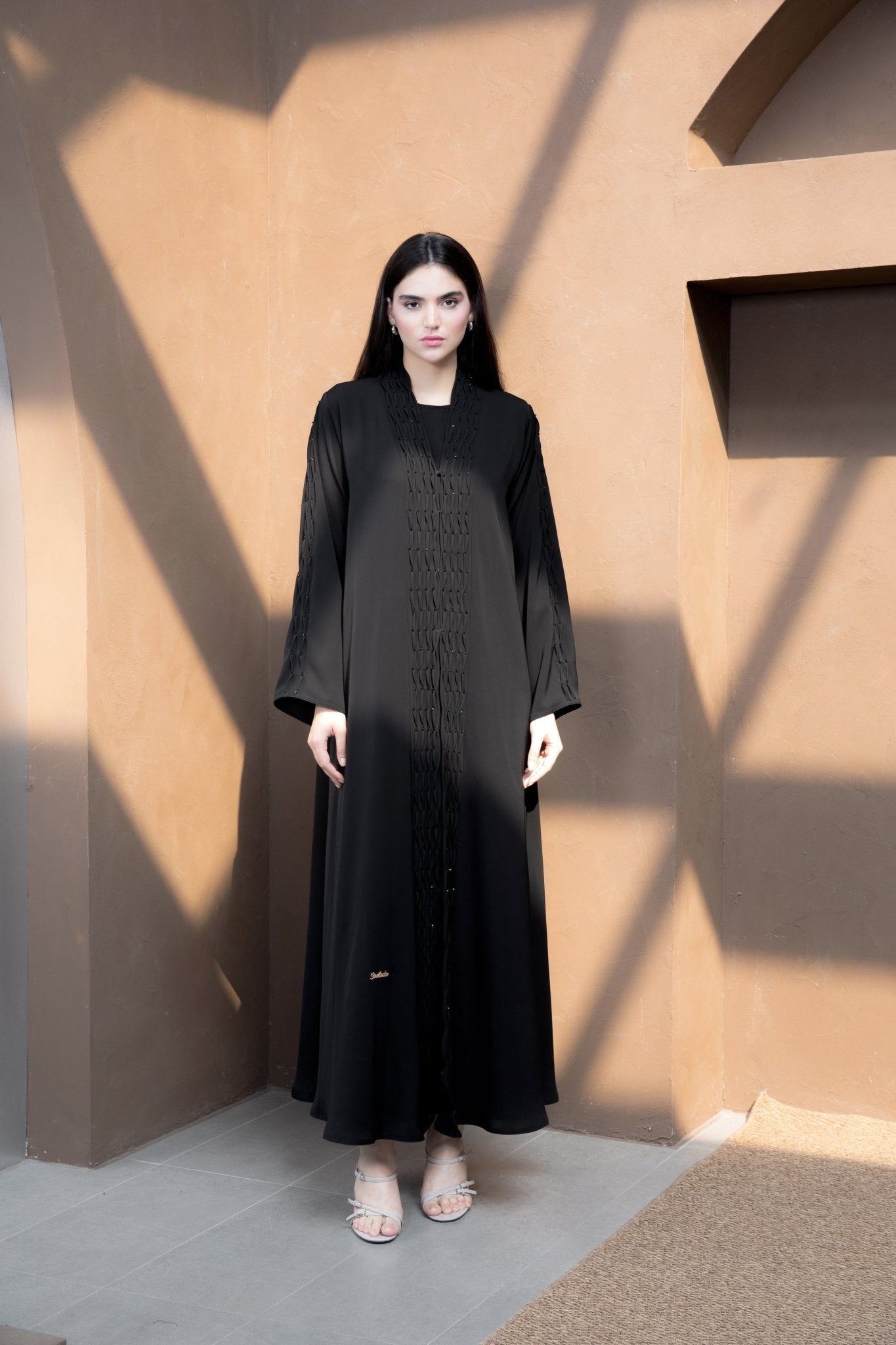 Leaf Layered Embroidered Abaya - Geelato Abaya