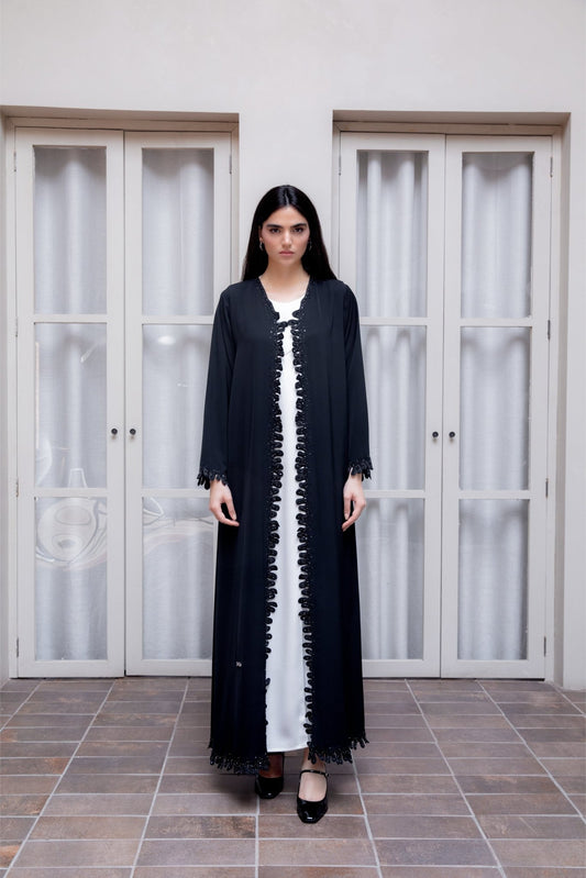 Beaded Embroidered Cardigan Abaya - Geelato Abaya