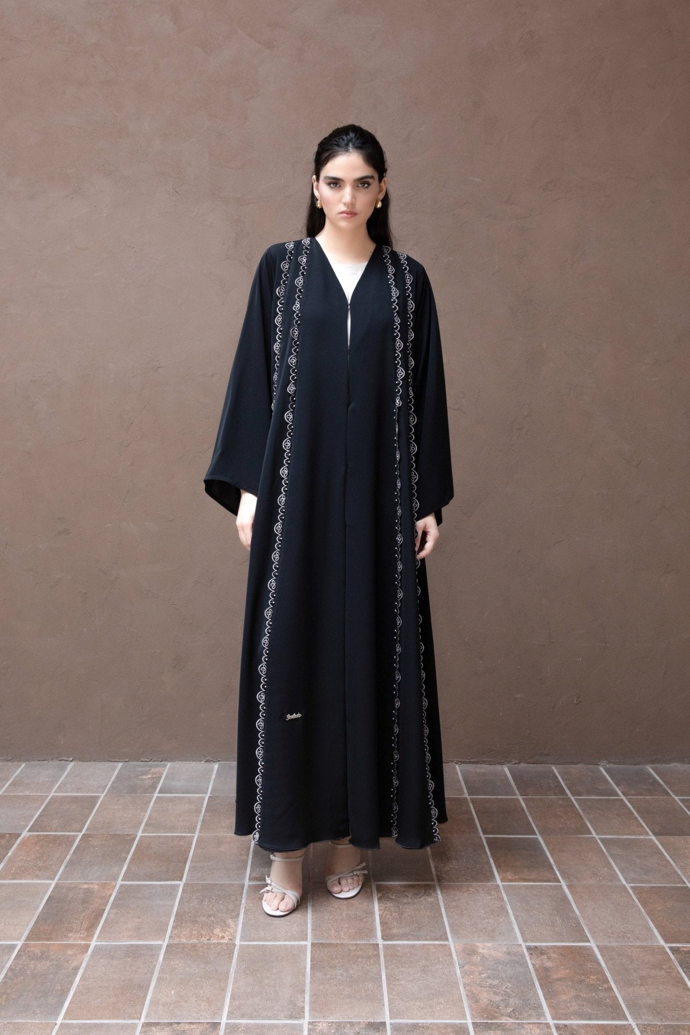 Flower Double Embroidered Abaya - Geelato Abaya