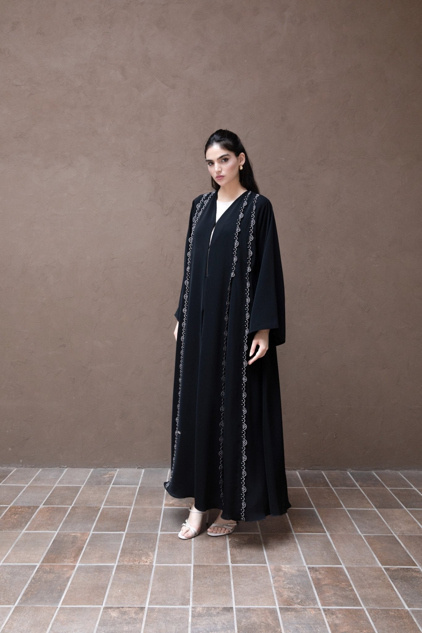 Flower Double Embroidered Abaya - Geelato Abaya