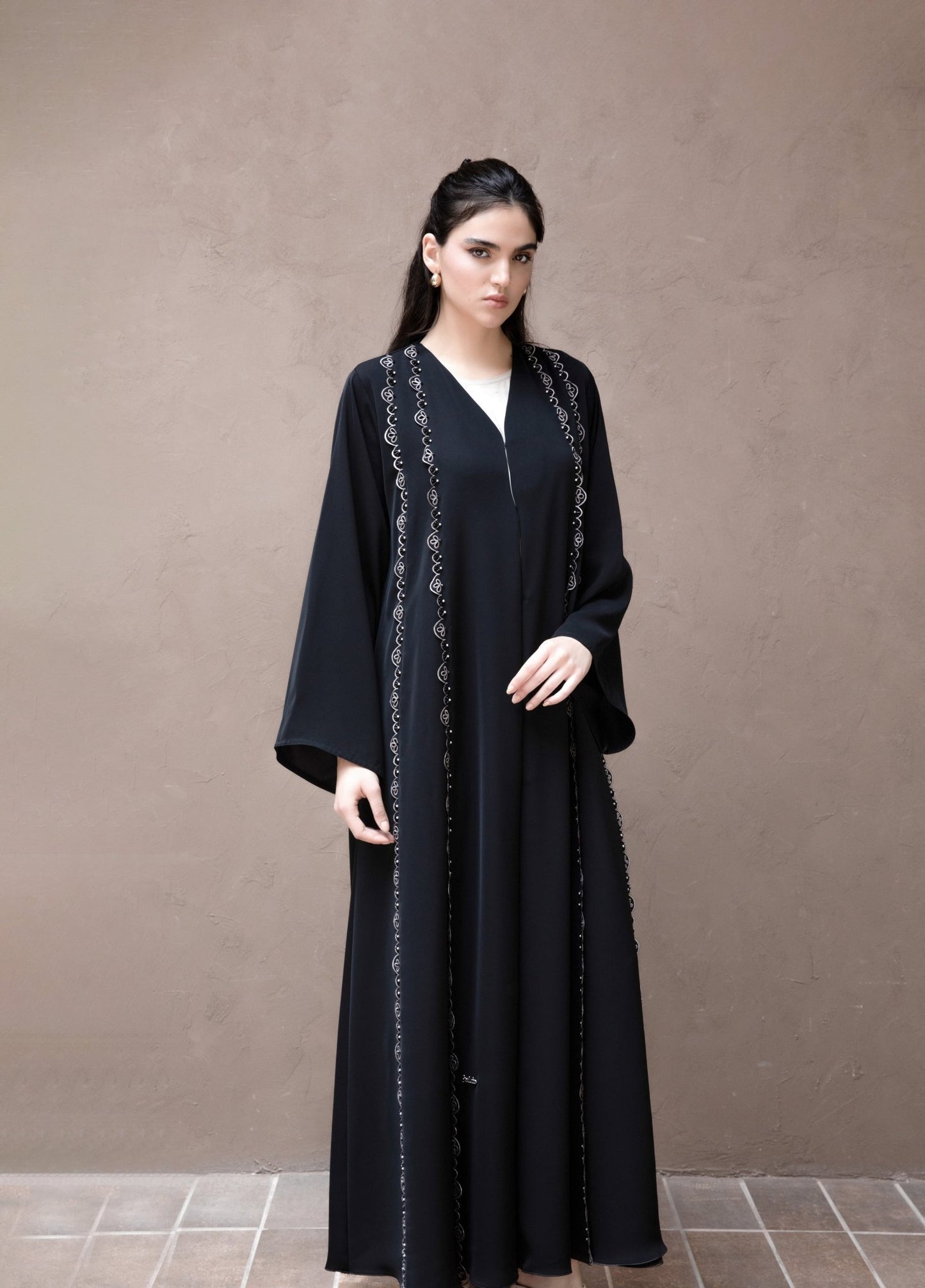 Flower Double Embroidered Abaya - Geelato Abaya