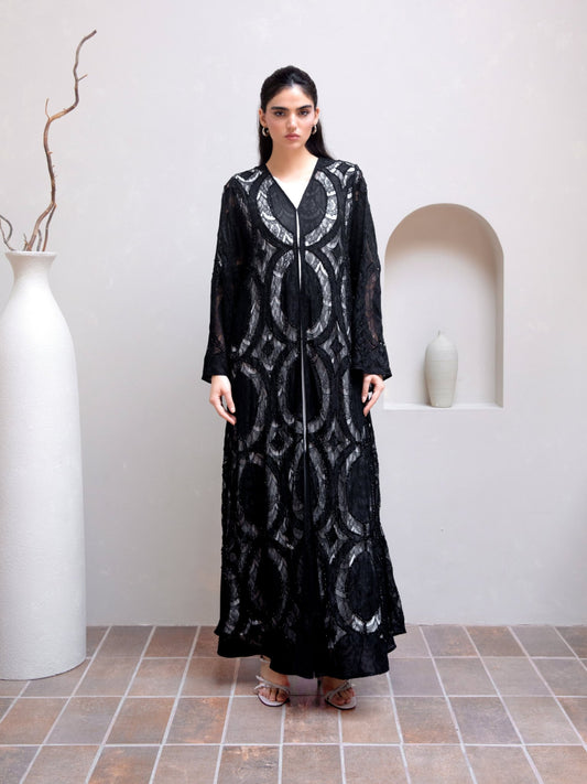 Patterned Lace Dantel Abaya - Geelato Abaya